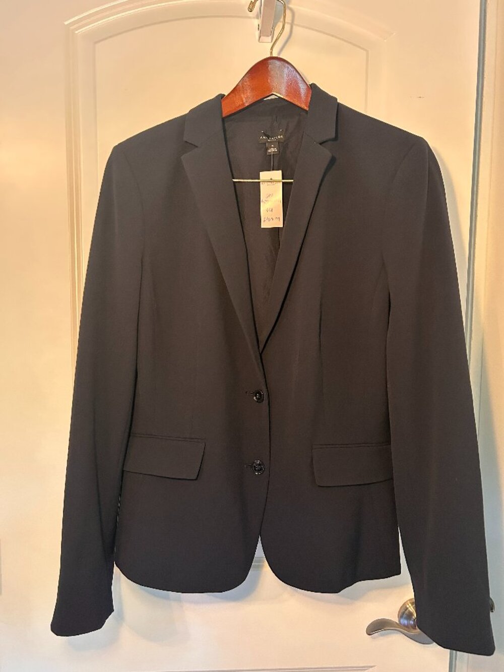 NWT Ann Taylor Factory Navy Blazer Two-Button Seasonless Stretch Size 14
